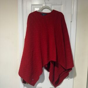 Lauren Ralph Lauren Vibrant Red Cable Knit Poncho